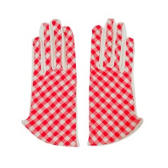 Claire McCardell Gants Vintage à carreaux rouge et blanc vichy