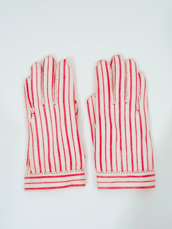 black and white striped gloves