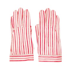 Guanti Hermes per "Wear Right" a righe bianche e rosse taglia 6