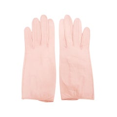 Roger Fare Pink Leather Vintage Gloves w/ Pearlized Button
