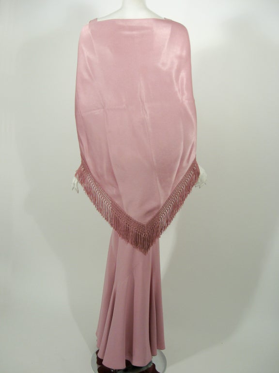 Women's John Galliano Pink Crepe Bias Cut Evening Gown w/ Shawl