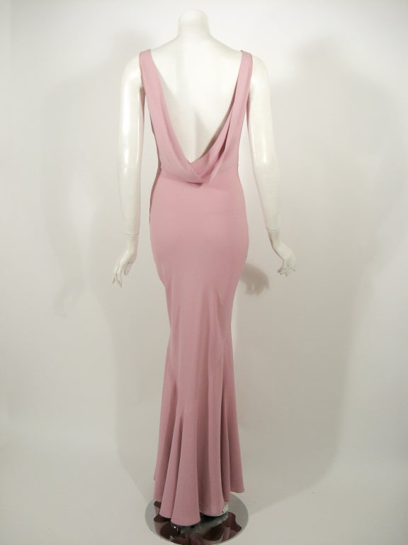 John Galliano Pink Crepe Bias Cut Evening Gown w/ Shawl 1