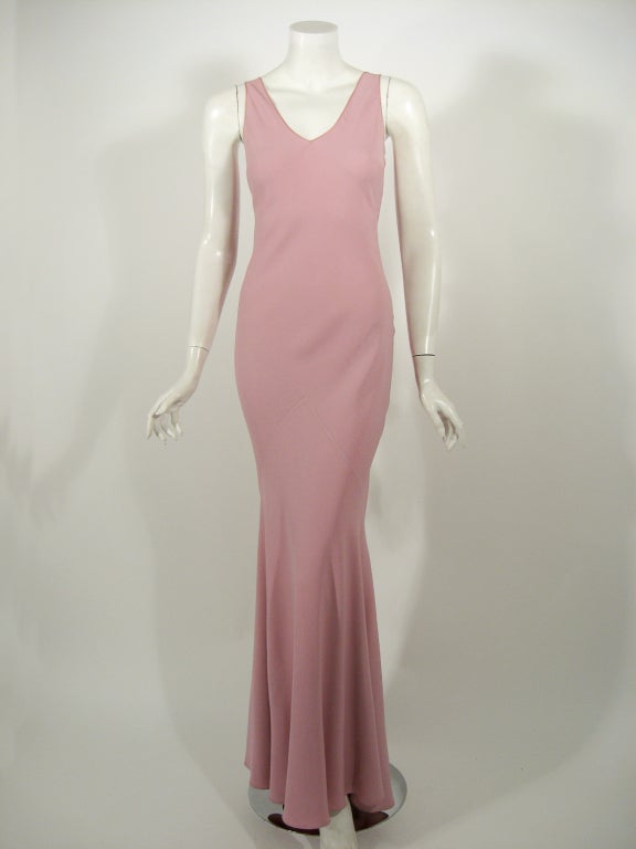 John Galliano Pink Crepe Bias Cut Evening Gown w/ Shawl 2