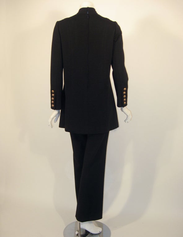Women's Cardinali Black 2 pc. Pant and Tunic Top Set w/ Gold Buttons