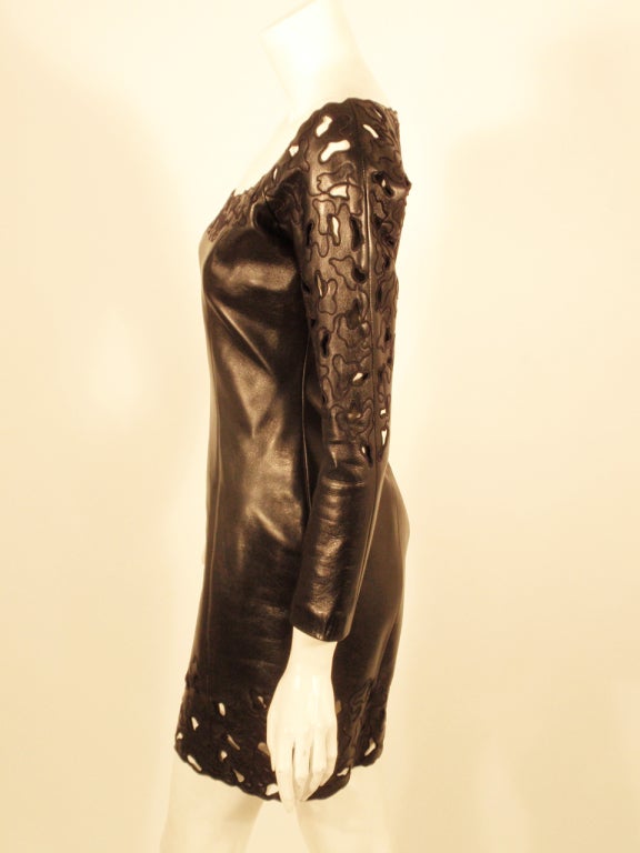 Jean Claude Jitrois black leather dress with cutout designs 1