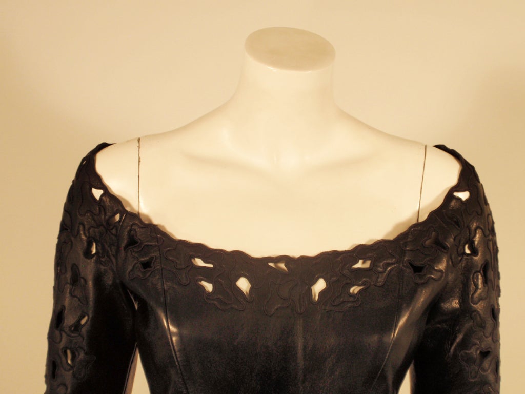 Jean Claude Jitrois black leather dress with cutout designs 2