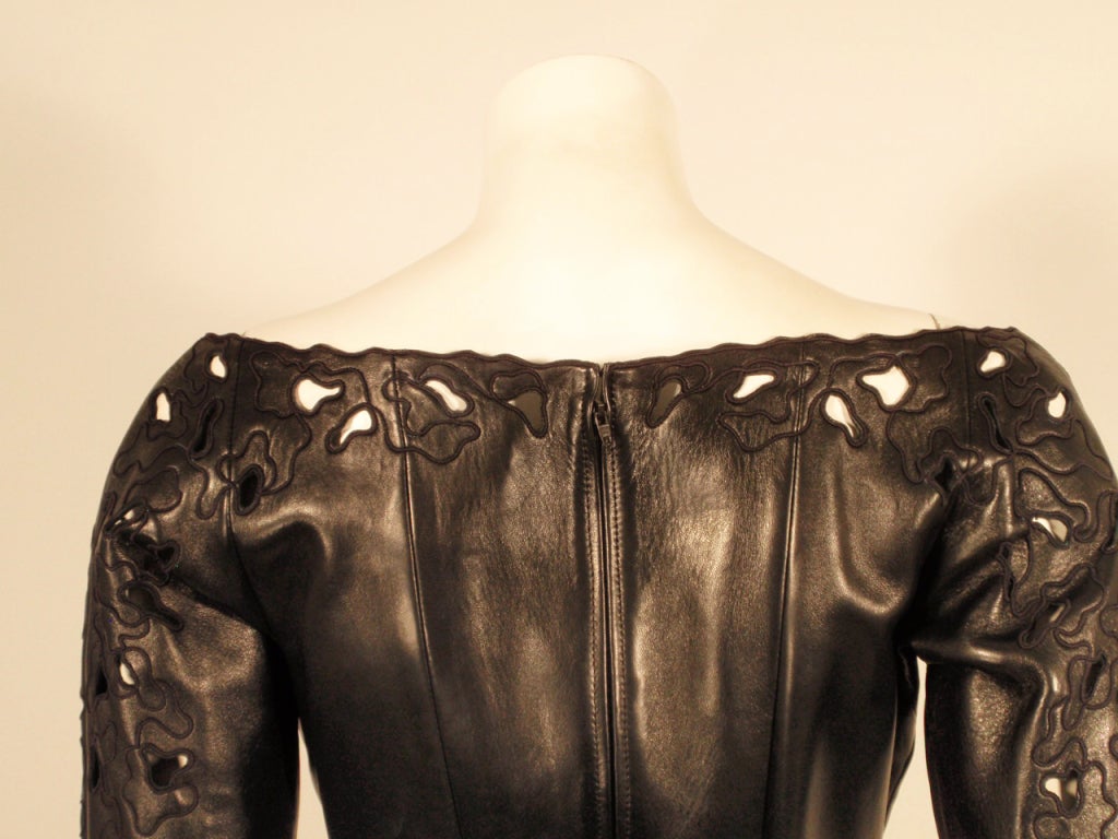 Jean Claude Jitrois black leather dress with cutout designs 3