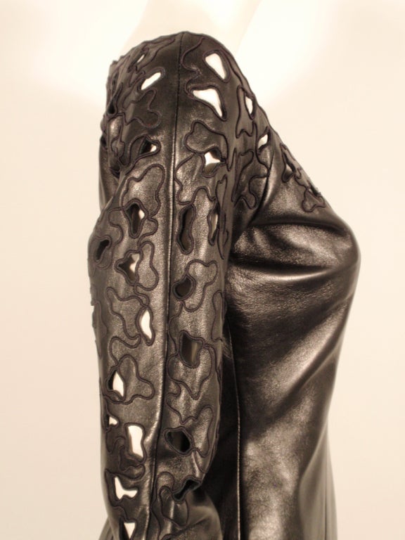 Jean Claude Jitrois black leather dress with cutout designs 4