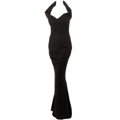 Used Elizabeth Mason Couture Black Silk Doupioni 'Maria' Gown Made-to-Measure