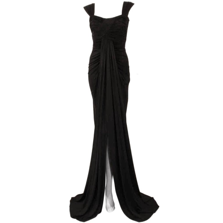 Elizabeth Mason Couture Black Silk Jersey "Uta" Gown For Sale