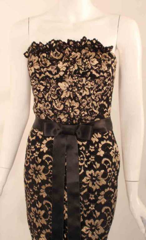 Elizabeth Mason Couture Black/Gold Lace Gown 3