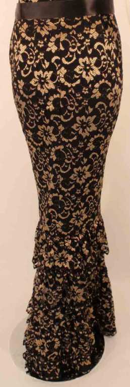 Elizabeth Mason Couture Black/Gold Lace Gown 6