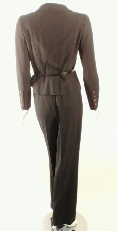 Women's Chanel 2pc Black Crepe Pant Suit with Double Breasted Blazer