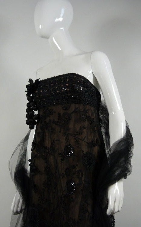 Oscar de la Renta Black Lace Dress In Excellent Condition In Los Angeles, CA