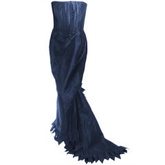 Oscar de la Renta Navy Blue Gown