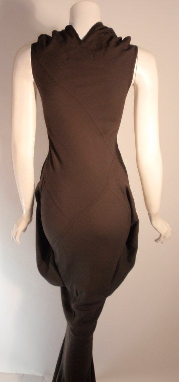 2004 Rick Owens Queen Burnt Umber Drape Neck Fitted Sleeveless Gown 4-6 1