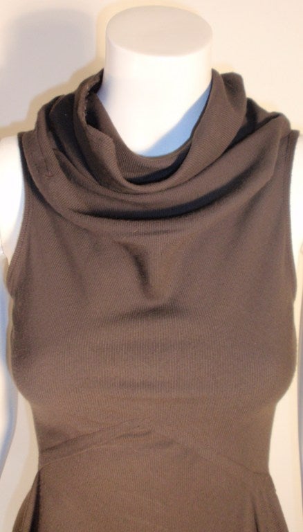 2004 Rick Owens Queen Burnt Umber Drape Neck Fitted Sleeveless Gown 4-6 3