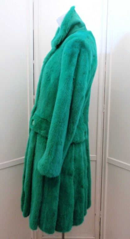 Versace Emerald Mink Coat In Excellent Condition In Los Angeles, CA