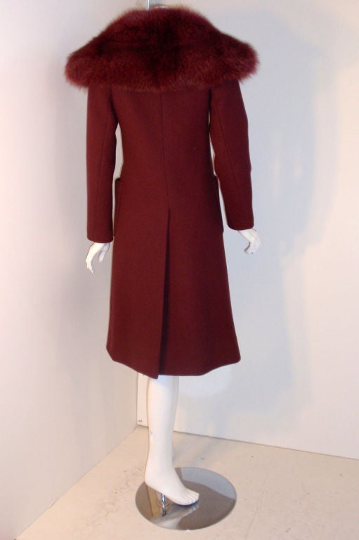 Brown Christian Dior Haute Couture 3pc Burgundy Wool Coat Set, Betsy Bloomingdale 1971 For Sale