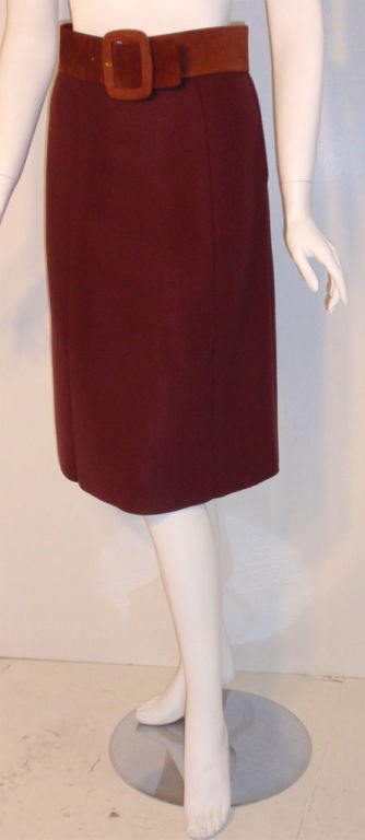 Christian Dior Haute Couture 3pc Burgundy Wool Coat Set, Betsy Bloomingdale 1971 For Sale 1