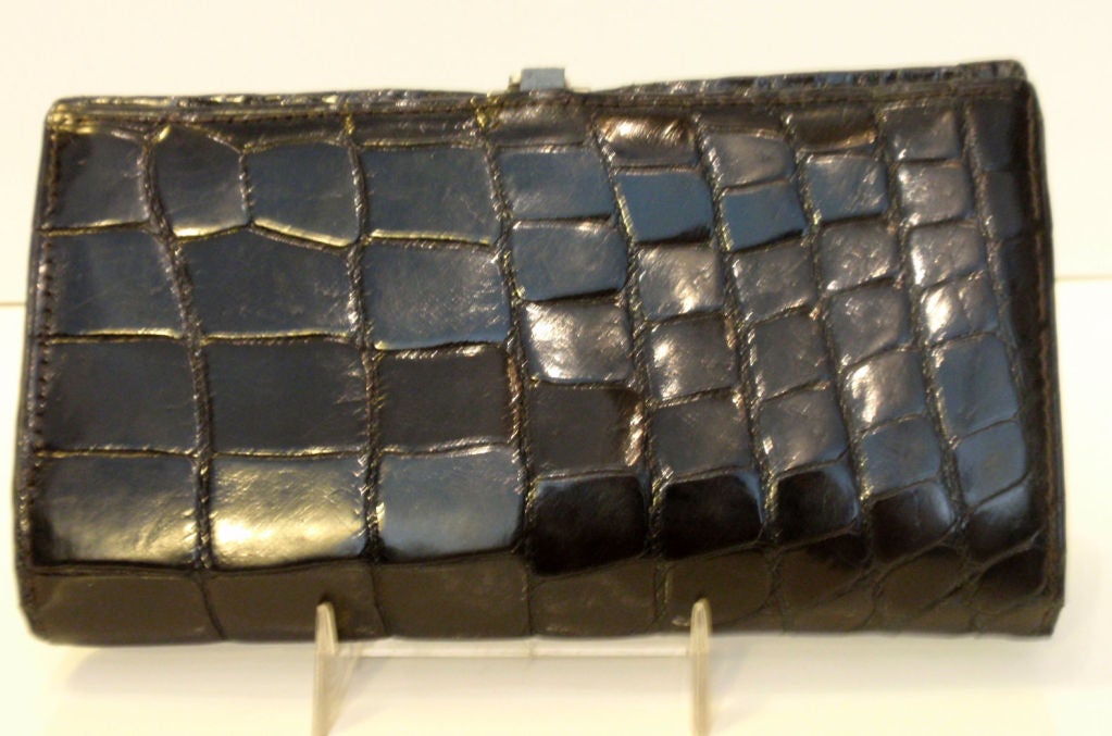 Loewe Black Alligator Wallet with Silver Hardware 1