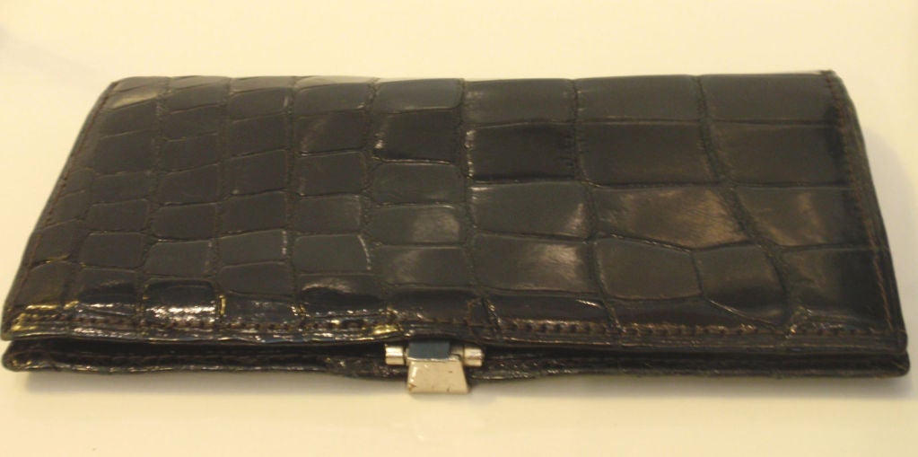 Loewe Black Alligator Wallet with Silver Hardware 2