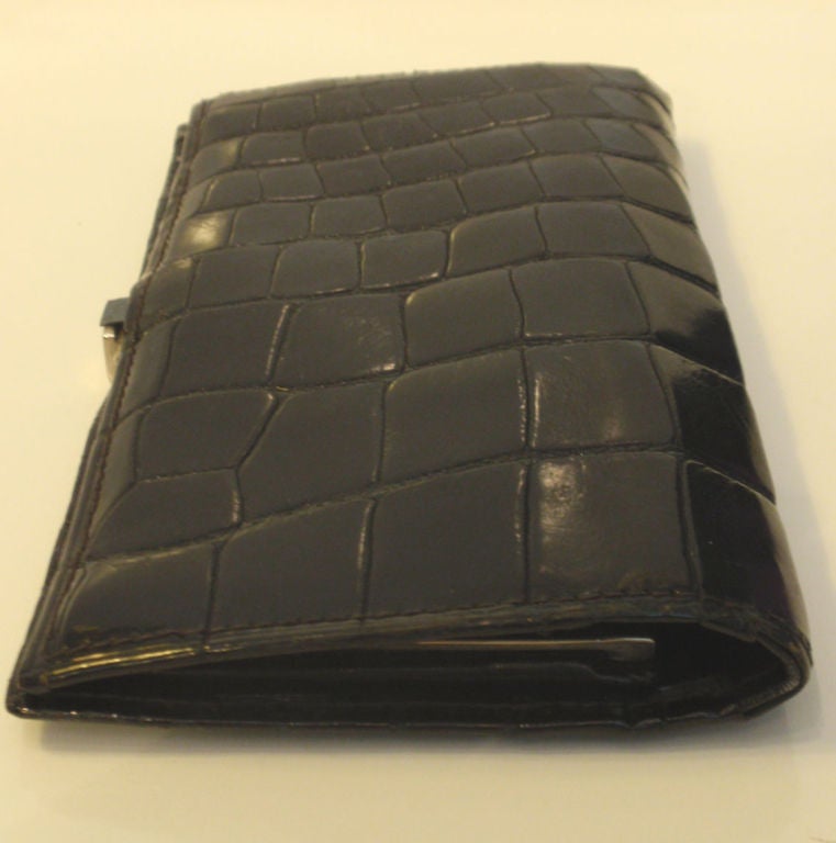 Loewe Black Alligator Wallet with Silver Hardware 3