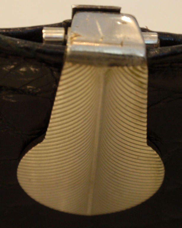 Loewe Black Alligator Wallet with Silver Hardware 6
