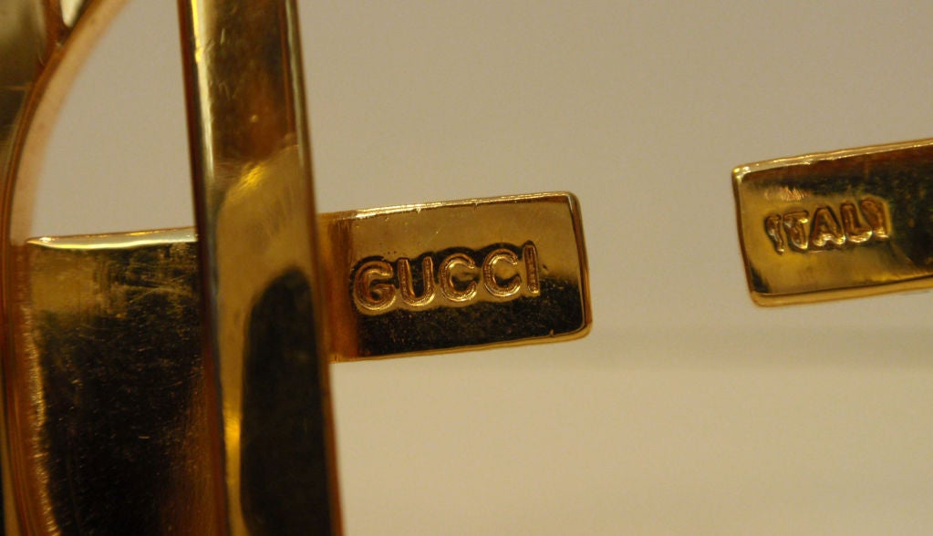 Gucci Navy Blue and White Monogram Belt w/Gold "G" Buckle