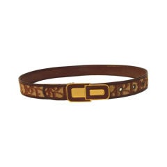 Christian Dior Vintage Burgundy/Cream Monogram Belt, Circa 1970