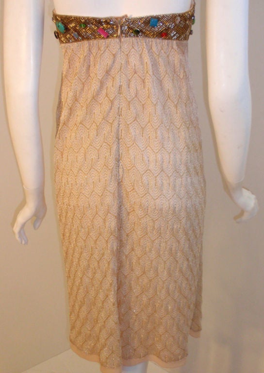 Missoni Gold Metallic Cocktail Dress with Beading and Stones at 1stdibs