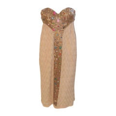 Vintage Missoni Gold Metallic Cocktail Dress with Beading and Stones