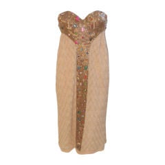 Missoni Gold Metallic Cocktail Dress with Beading and Stones