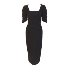 Galanos Vintage Black Wool Dress, Circa 1960's 2