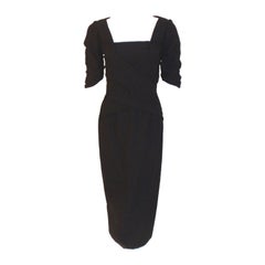 Galanos Vintage Kleid aus schwarzer Wolle, ca. 1960er Jahre