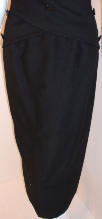 Galanos Vintage Black Wool Dress, Circa 1960's For Sale 3