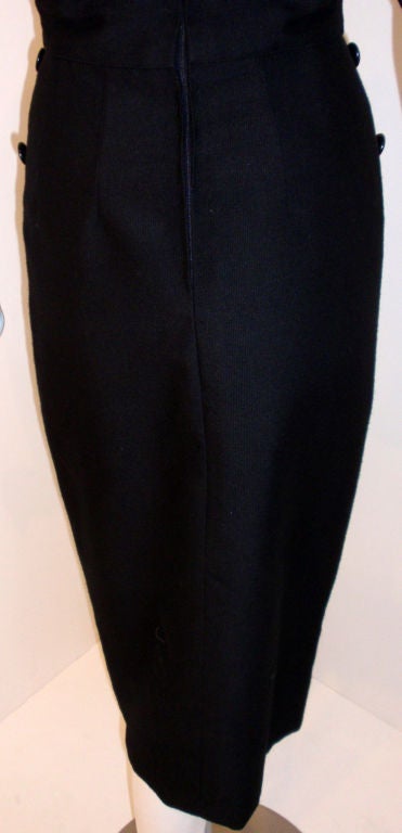 Galanos Vintage Black Wool Dress, Circa 1960's For Sale 4