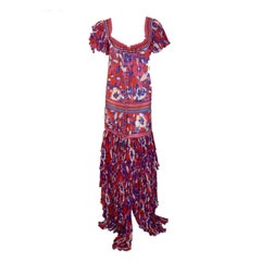 Vintage Diane Frez Long Floral Dress, Circa 1980