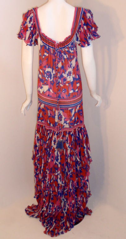 Women's Diane Frez Long Floral Dress, Circa 1980