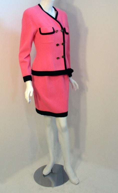 Chanel 2pc Hot Pink Jacket and Skirt Set 1