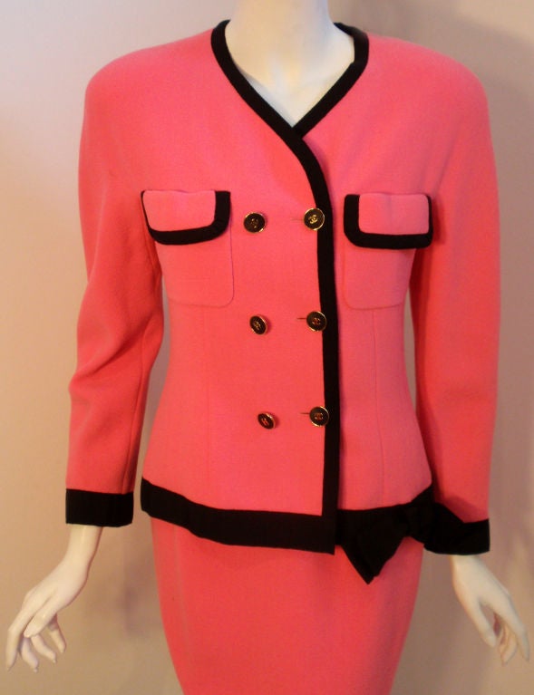 Chanel 2pc Hot Pink Jacket and Skirt Set 4