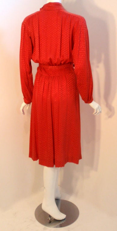 Christian Dior Red Silk Logo Print Dress with matching Belt 2