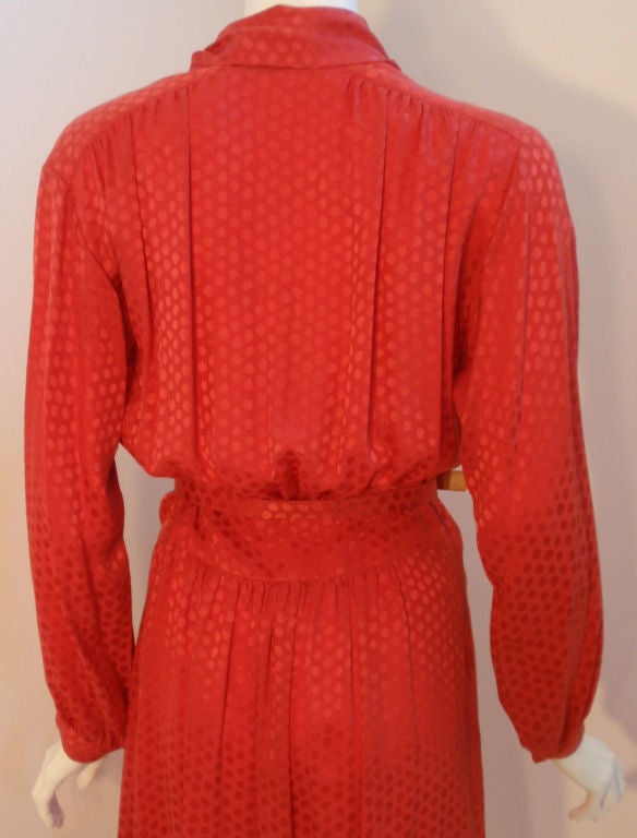 Christian Dior Red Silk Logo Print Dress with matching Belt 5