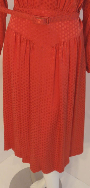 Christian Dior Red Silk Logo Print Dress with matching Belt 6