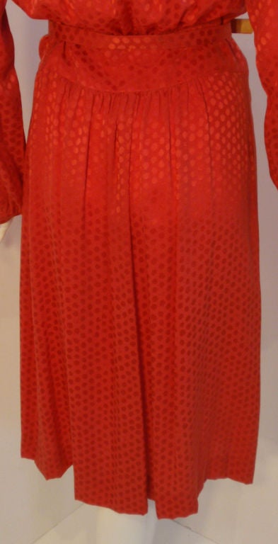 Christian Dior Red Silk Logo Print Dress with matching Belt 7