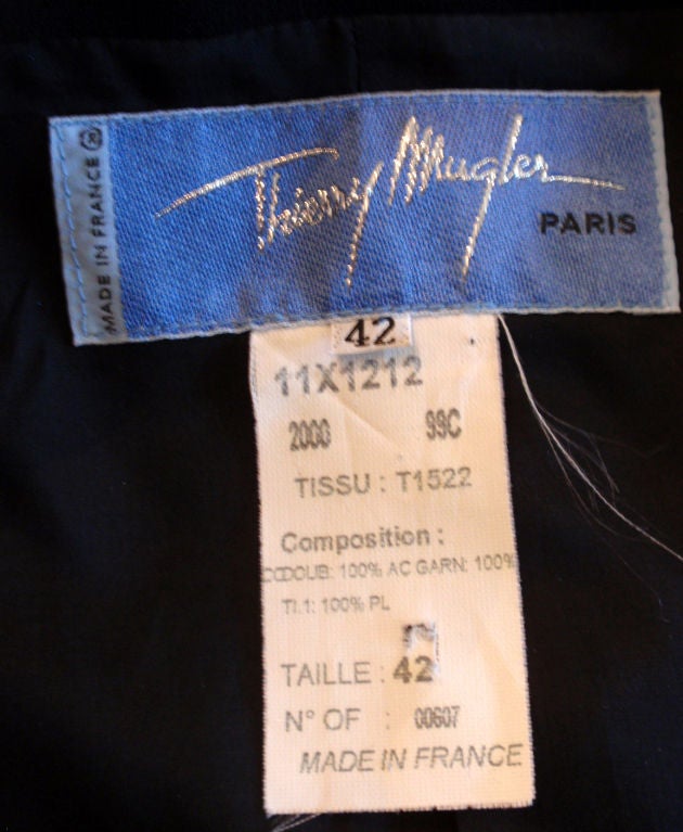 Thierry Mugler 3pc Black Jacket, Blouse, and Skirt Set