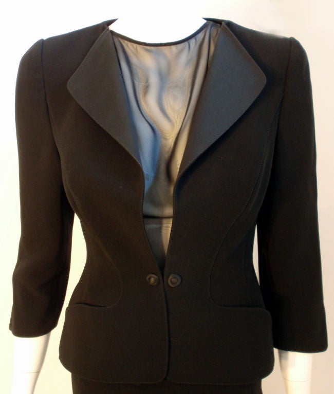 Women's Thierry Mugler 3pc Black Jacket, Blouse, and Skirt Set