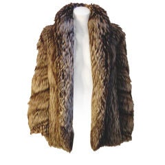 Retro Oscar de la Renta Gray Fox Fur Coat, Circa 1980