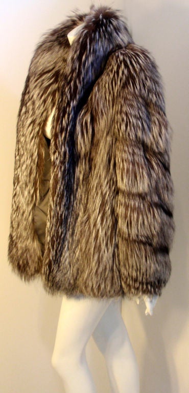 Women's Oscar de la Renta Gray Fox Fur Coat, Circa 1980