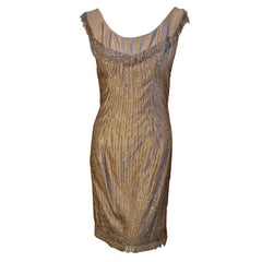 Vintage Ceil Chapman 1950's Champagne Silk Hand Beaded Shimmering Cocktail Dress